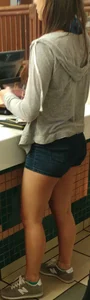 Nice booty in line in denim shorts