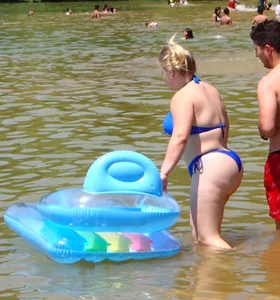 Pale white pawg in tiny bikini