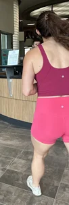 Pawg college chick in bright pink biker shorts begging for attention