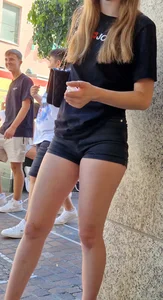 Awesome girl in shorts wearing a mask creepshots
