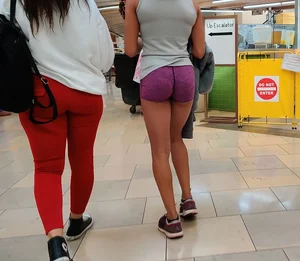 Nice tight little ass in purple spandex shorts