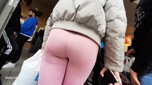 Blonde teen in pink leggings