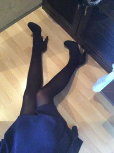 Girl in a Dress and Black Pantyhose Wearing High Heels Lying on the Floor Home Creepshot