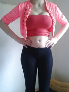 Girl in Tights and a Top with Big Boobs Home Candid