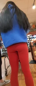 Super Cute Asian Teen Red Spandex Wedgie