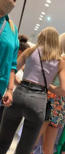Hot candid blonde girl with a perfect ass in tight black jeans