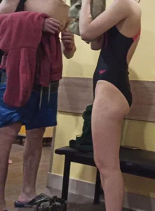 Girl in Slippers and Tights Locker Room Creepshots