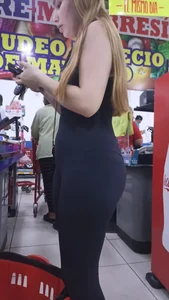 Blonde girl in a black bodysuit with an incredible body and perfect ass [OC]