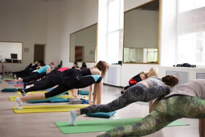 Bunch of hot girls doing yoga
