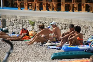 Nude beach girls in Baska, Croatia