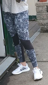 Girl with a nice ass in patterned leggings