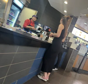Fat booty brunette in tight black dress (oc)