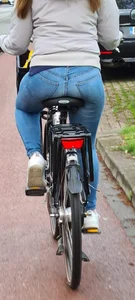 Great tight jeans on bicycle
