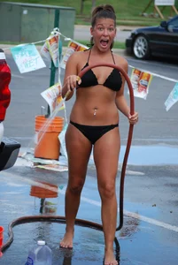 Various sexy girls at car washes in bikinis