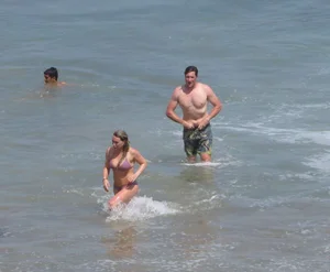 Hilary Duff in purple bikini in Malibu with a great ass and hard nipples
