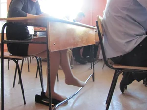 Teen with Bare Feet in Skirt and Pantyhose, Hot Legs