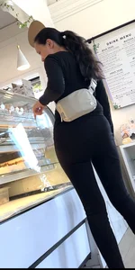 Asian mom nice ass VPL at cake store