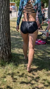 Very tight Girl in black bikini