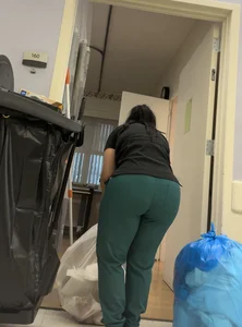 Latina in Tight Green Scrubs (VPL) knew she was recorded! (OC)