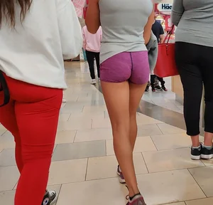 Nice tight little ass in purple spandex shorts