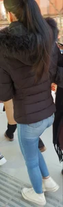 Pretty and slim in skinny blue jeans