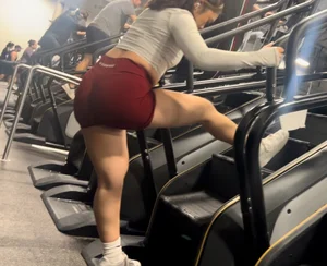 Fat Ass Asian Stretching in Red Shorts