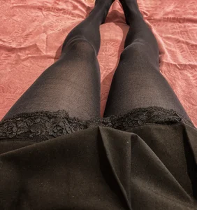 Hot Legs in Black Lacey Stockings Selfie