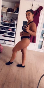 Stocky Girl in Underwear and Socks Mirror Selfie