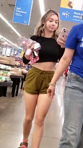 Thin short shorts college slut