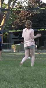 Nerdy blonde teen plays in tight short shorts
