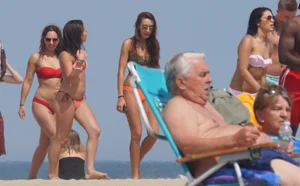 3 sexy girls on the beach in bikinis