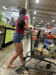 Beautiful Latina booty short denim shorts  bonus fat ass spandex