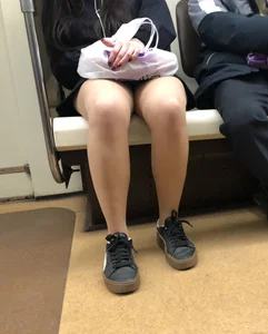 Hot Girl in Pantyhose And a Skirt Creepshots Gallery in a Subway Train and on an Escalator