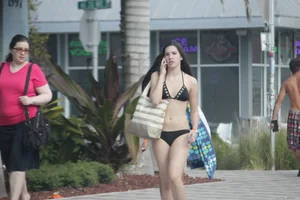 Sexy Florida beach bikini girls, some topless