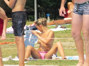 Nude beach and topless girls