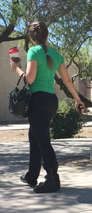 Hot Girl in Pants Walking Down a Suburban Street Creepshot