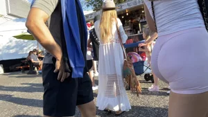 Hot blonde in pink scrunch booty shorts [OC]