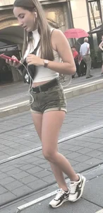 Sexy girl with nice booty in camo shorts