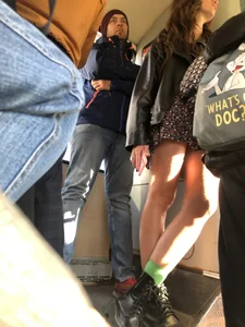 Beautiful Candid Girl With Tattooed (And Slightly Hairy) Legs in Boots and a Dress Public Bus Creepshots Gallery