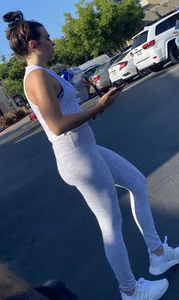 Super sexy fit brunette college chick after a workout