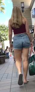 Stacked blonde in short shorts