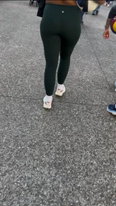 Beautiful Curly Haired Babe in Green Lululemon (OC) + GIFS