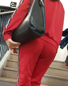 Latina teen with braces in red sweats with a nice booty and vtl