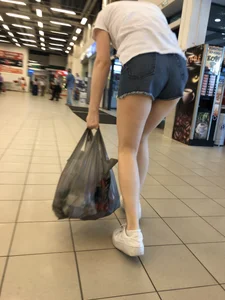 Girl With Hot Legs in Denim Mini Shorts Photos Gallery