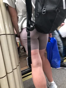 Hot booty in spandex shorts, candid girl in subway