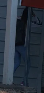 Girl next door teen walking to car in various tight jeans