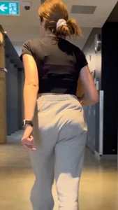 Petite Brunette College Girl In Sweatpants