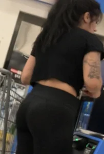 Walmart sexy brunette in leggings with a nice ass