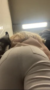 Juicy blonde in tight white jeans