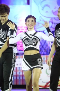 Bunch of athletic Thai cheerleaders at a competition